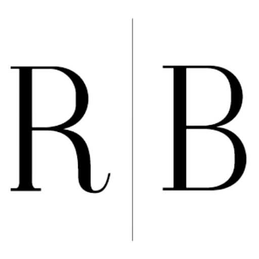 Refined Beauty Boutique logo featuring stylized letters R and B, representing the salon's brand focused on enhancing beauty and self-esteem in Naperville, IL.